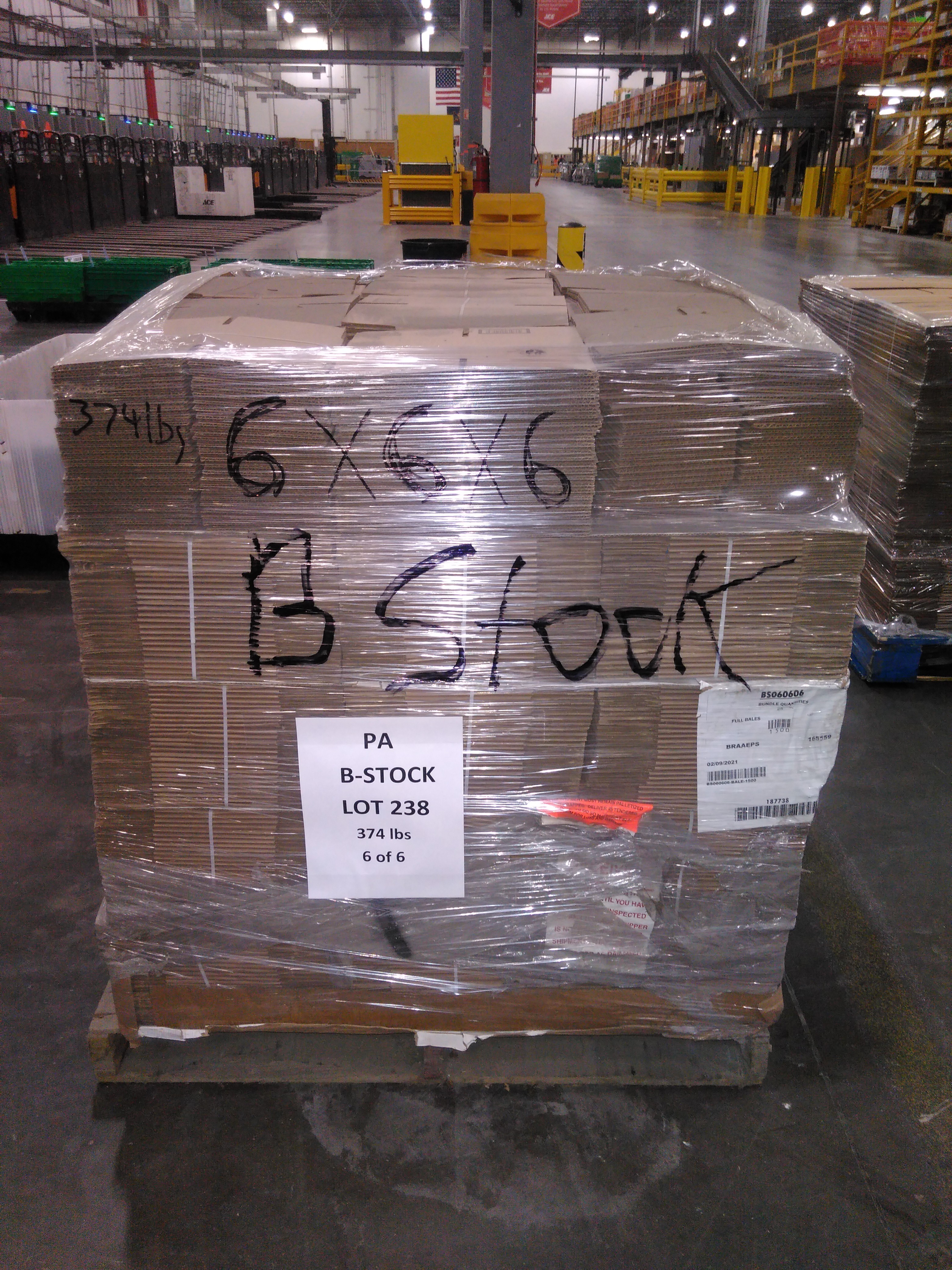 6 Pallets of UNMANIFESTED Corrugated Shipping Boxes, New Condition ...